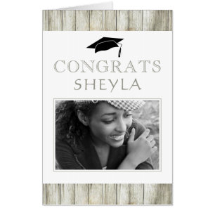 Modern Rustic Wood Congrats Graduation Photo Card