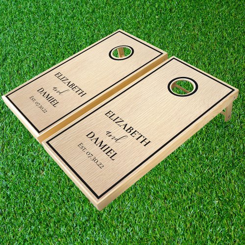 Modern Rustic Wood Couples  Wedding Cornhole Set