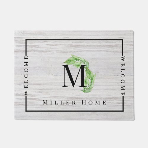 Modern Rustic Wood Farmhouse Initial Letter Custom Doormat