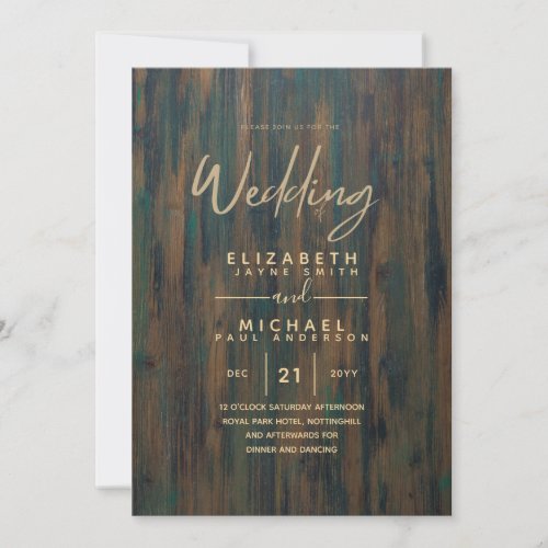Modern Rustic Wood Gold Budget Wedding Invites