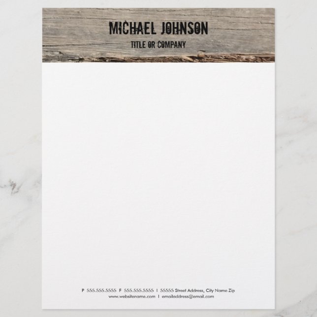 Modern Rustic Wood Letterhead (Front)