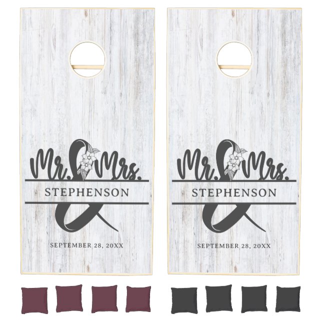 Modern Rustic Wood Monogram Custom Wedding  Cornhole Set (Set)