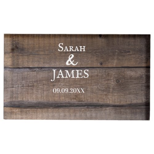 Modern Rustic Wood Pattern Wedding  Place Card Holder