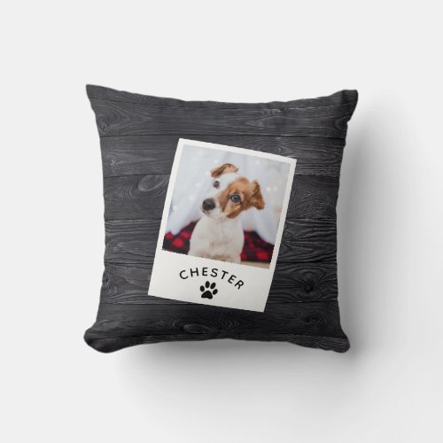 Modern Rustic Wood Pet Photo Dog Mom Cat Throw Pillow