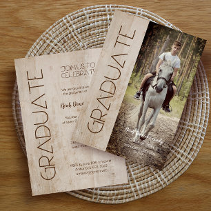 Modern Rustic Wood Photo Unisex Graduation