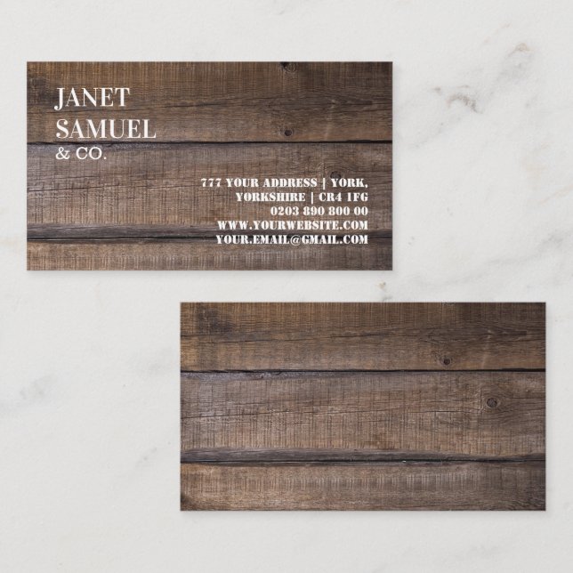 Modern Rustic Wood Professional Custom  Business Card (Front/Back)