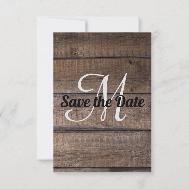 Modern Rustic Wood Save the Date Announcement (Front)