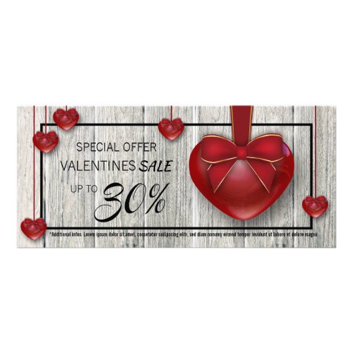 Modern Rustic Wood Valentines Day Hearts Discount Rack Card