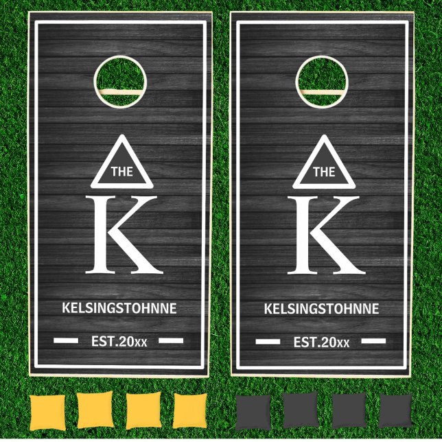 Modern Rustic Wood Wedding Name Monogram Custom  Cornhole Set (Creator Uploaded)