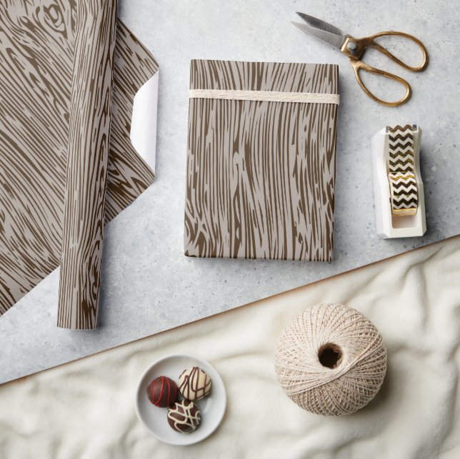 Modern Rustic Woodgrain Wrapping Paper Brown (Crafts)