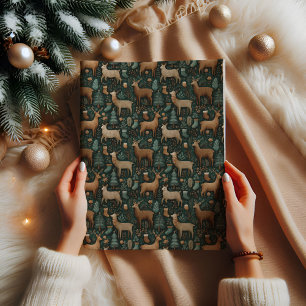 Modern Rustic Woodland Deer & Pine Tree Christmas Tissue Paper