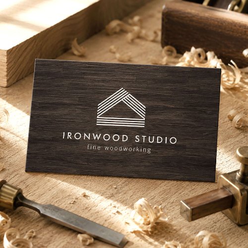 Modern Rustic Woodworking Studio Business Card