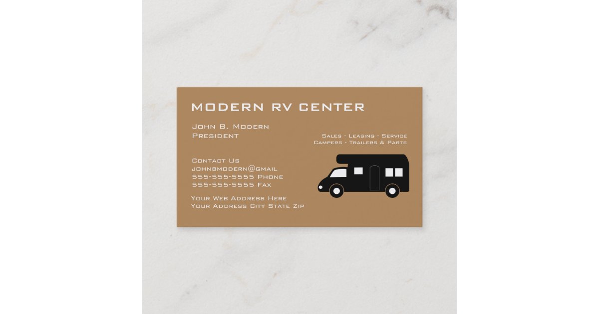 Modern RV Dealer Business Cards
