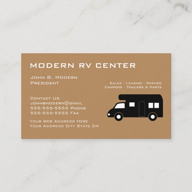 Modern RV Dealer Business Cards (Front)