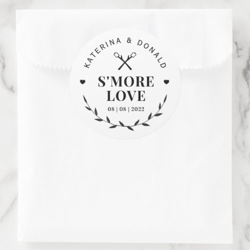 Modern Smore Love Wedding  Classic Round Sticker