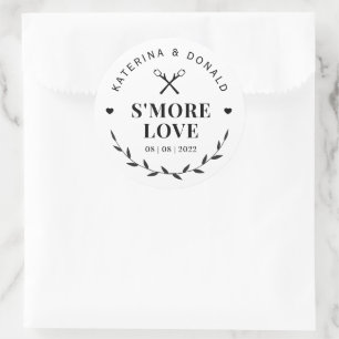 Modern S’more Love Wedding Classic Round Sticker