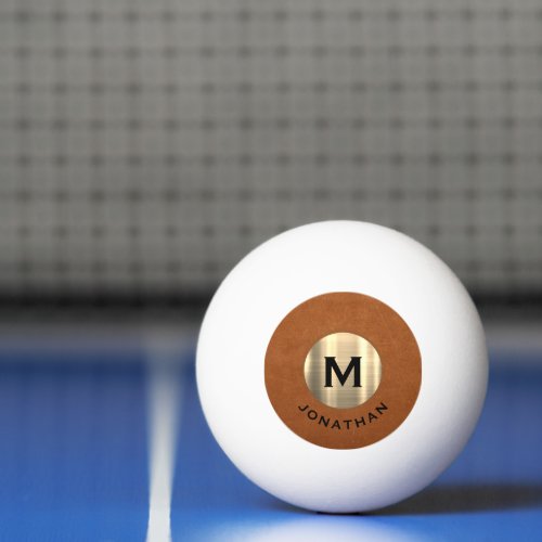 Modern Sable Gold Luxury Monogram Ping Pong Ball