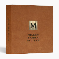 Modern Sable Leather Gold Monogram Family Recipe