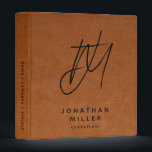 Modern Sable Leather Print Modern Monogram 3 Ring Binder<br><div class="desc">Simple monogrammed binder features a modern design with brushed script initials on sable brown leather-look printed background. Monogram initials are layered to create a unique design for you. Custom name presented in the lower thirds in simple stylish font with title role position or custom text. A modern binder for home...</div>
