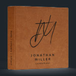 Modern Sable Leather Print Modern Monogram 3 Ring Binder<br><div class="desc">Simple monogrammed binder features a modern design with brushed script initials on sable brown leather-look printed background. Monogram initials are layered to create a unique design for you. Custom name presented in the lower thirds in simple stylish font with title role position or custom text. A modern binder for home...</div>