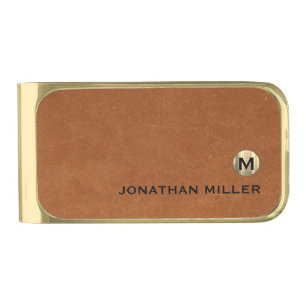 Modern Sable Luxury Gold Monogram Finish Money Clip