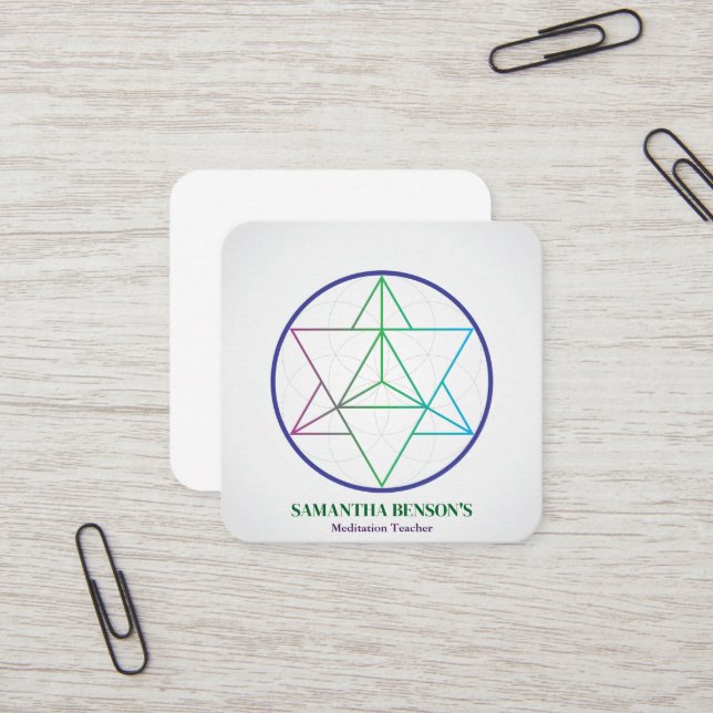 Modern Sacred Geometry Symbol Merkabah  Square Business Card (Front/Back In Situ)