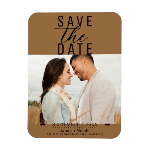 Modern Saddle Brown Save the Date Wedding Photo Magnet
