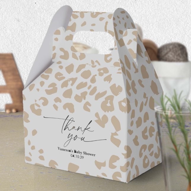Modern Safari Animal Print Gender Neutral Shower Favor Boxes (Modern Animal Print Gender Neutral Baby Shower Favor box.)