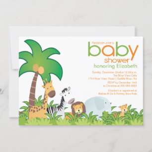 Modern Safari Animals Baby Shower Invitation