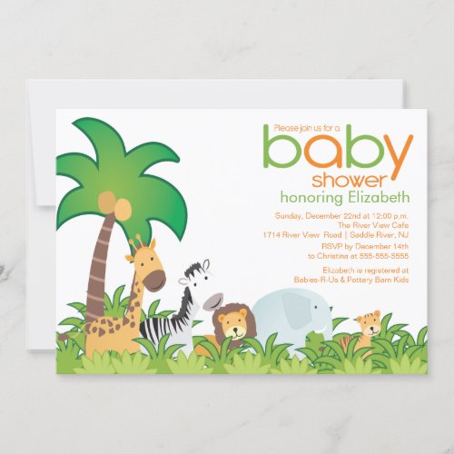 Modern Safari Animals Baby Shower Invitation