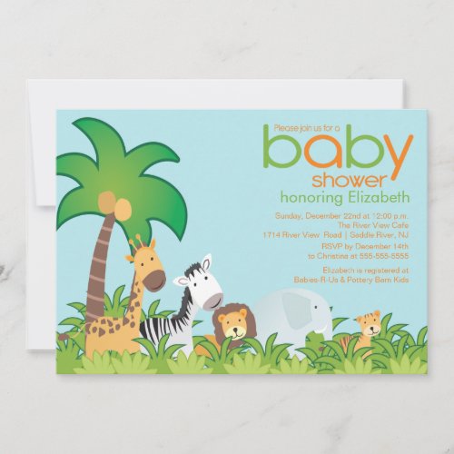 Modern Safari Animals Baby Shower Invitation