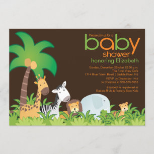 Modern Safari Animals Baby Shower Invitation