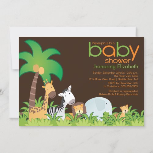 Modern Safari Animals Baby Shower Invitation