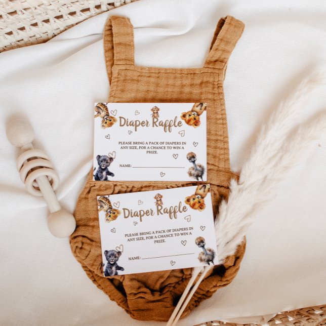 Modern Safari Animals Diaper Raffle Enclosure Card (Creator Uploaded)