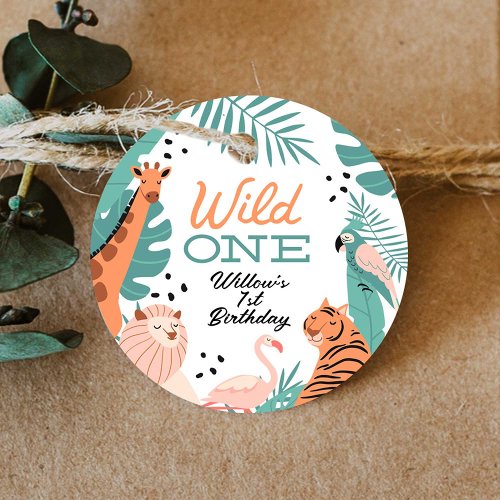 Modern Safari Animals Wild One Birthday Favor Tags