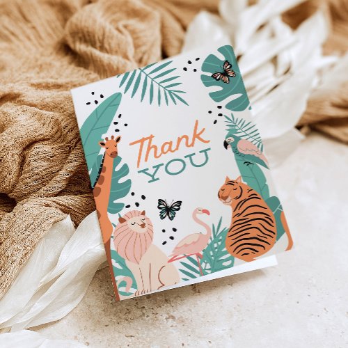 Modern Safari Animals Wild One Thank You Cards