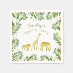 Modern Safari Baby Shower Paper Napkins in Gold
