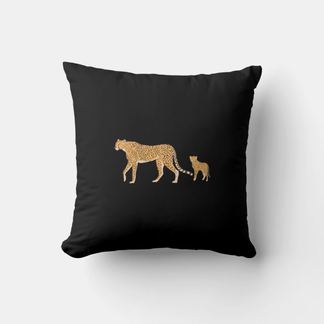 Modern Safari Cheetah Wild Cat Baby Mom Throw Pill Pillow (Front)