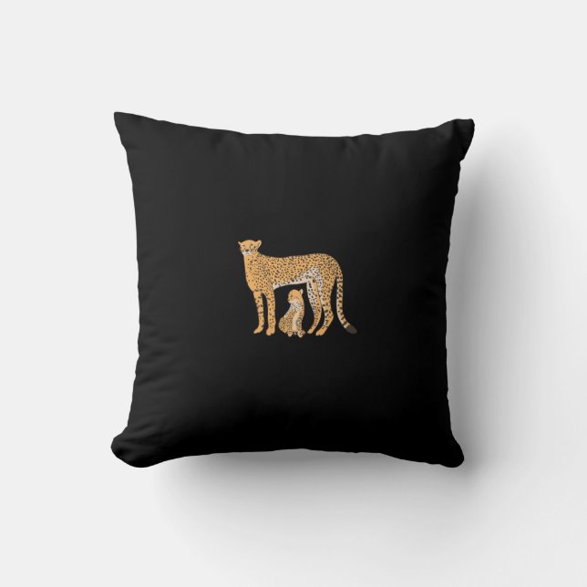Modern Safari Cheetah Wild Cat Baby Mom Throw Pill Throw Pillow (Front)