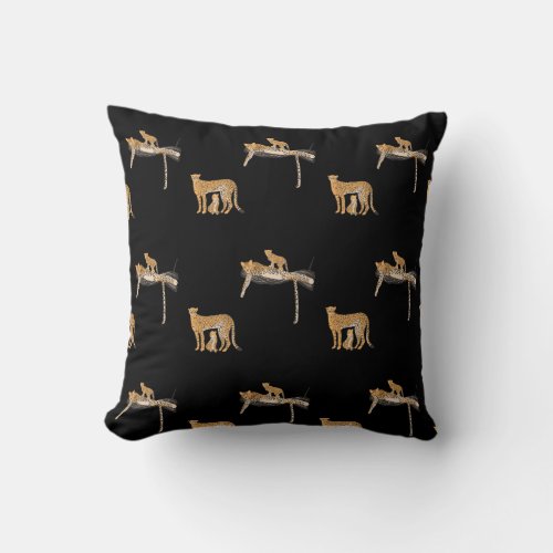 Modern Safari Cheetah Wild Cat Baby Mom Throw Pill Throw Pillow