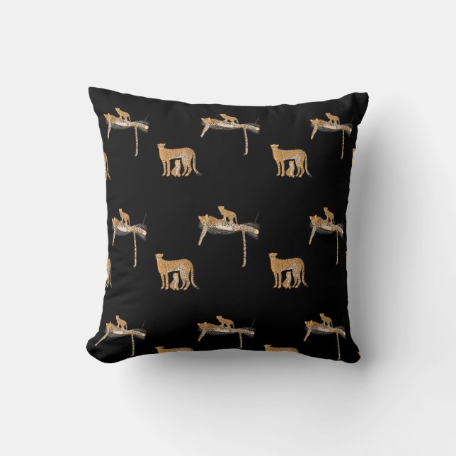 Modern Safari Cheetah Wild Cat Baby Mom Throw Pill Throw Pillow (Front)