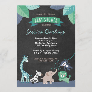 Modern Safari Jungle Baby Boy Shower Invitations