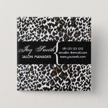 Modern Safari Salons Hair Business Name Tag Pinback Button by 911business at Zazzle