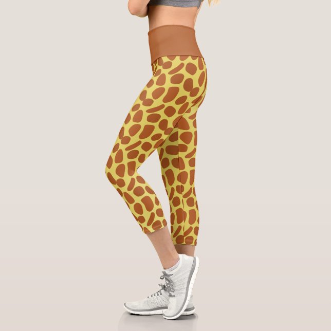 Modern Safari wild animal giraffe Skin Pattern Capri Leggings (Left)
