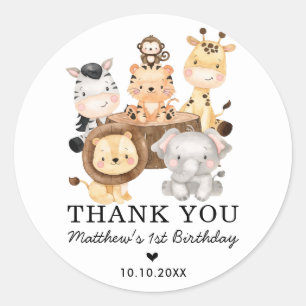 Modern Safari Wild Animals Birthday Baby Shower Classic Round Sticker