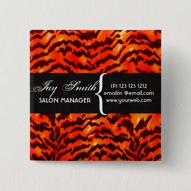 Modern Safari  WildLife Stripes Pattern  Name Tag Button (Front)