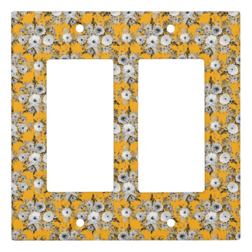 Modern Saffron Gray White Floral Watercolor Paint Light Switch Cover