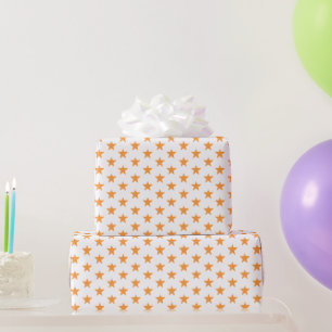 Modern saffron yellow white stars pattern gift wrapping paper