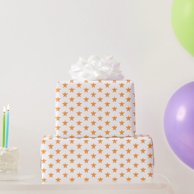 Modern saffron yellow white stars pattern gift wrapping paper (Party Gifts)