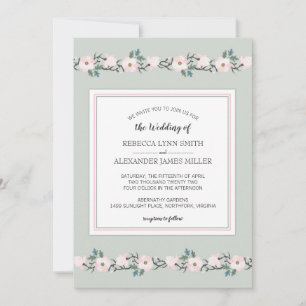 Modern Sage and Blush Pink Floral Wedding Invite